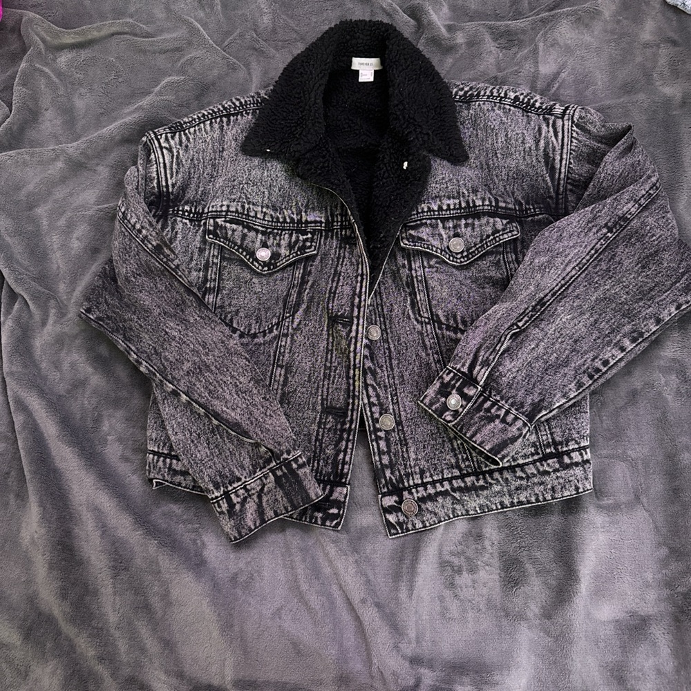 Retro Acid Washed Black Jean Jacket